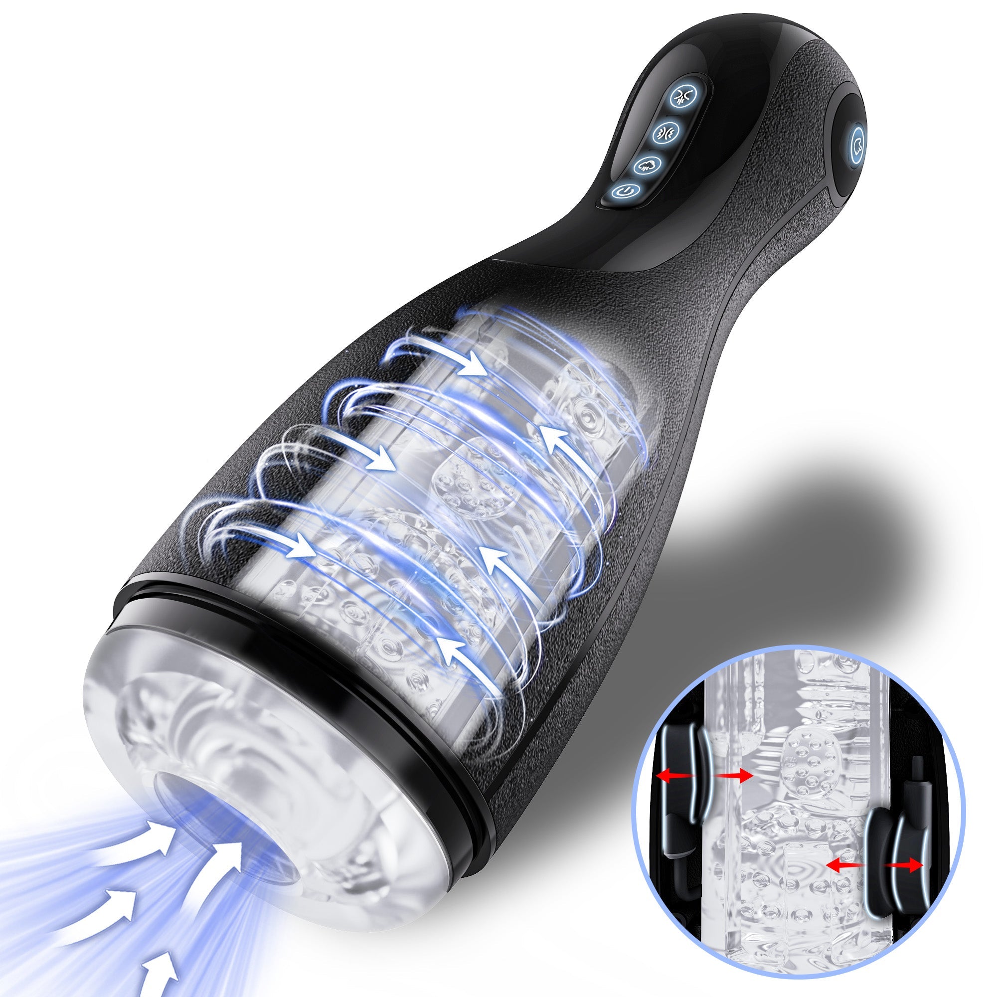 AMOVIBE Male Sex Toy with 3 Squeezing Modes, 3 Suctions & 10 Vibrations