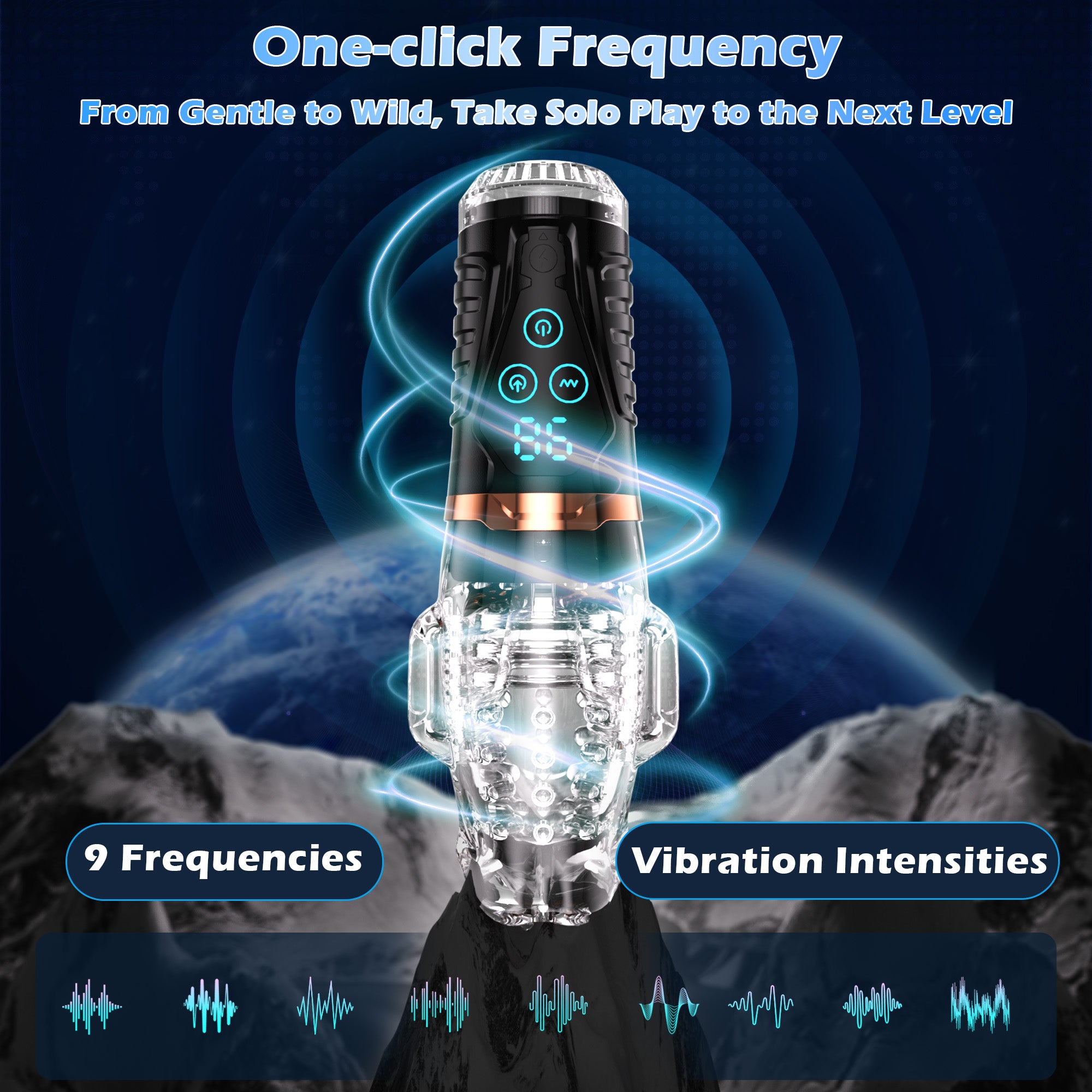 Adult Male Masturbator with 9 Vibrating & 9 Sucking Patterns.