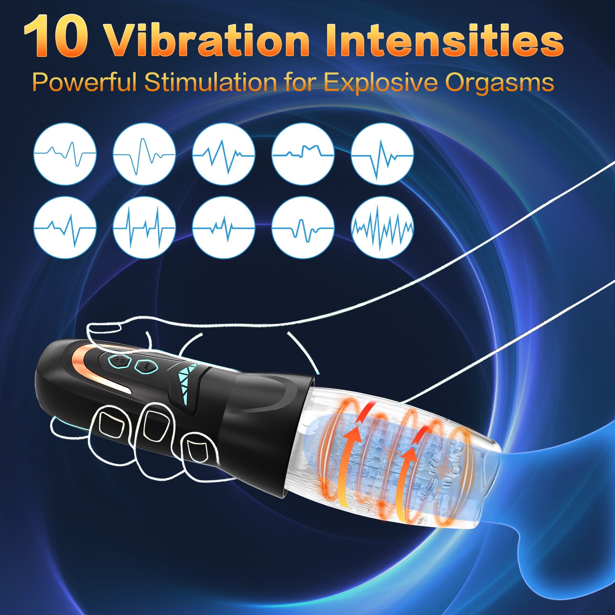 AMOVIBE Male Stroker with 10 Vibration, 8 Thrusting & Rotating Patterns