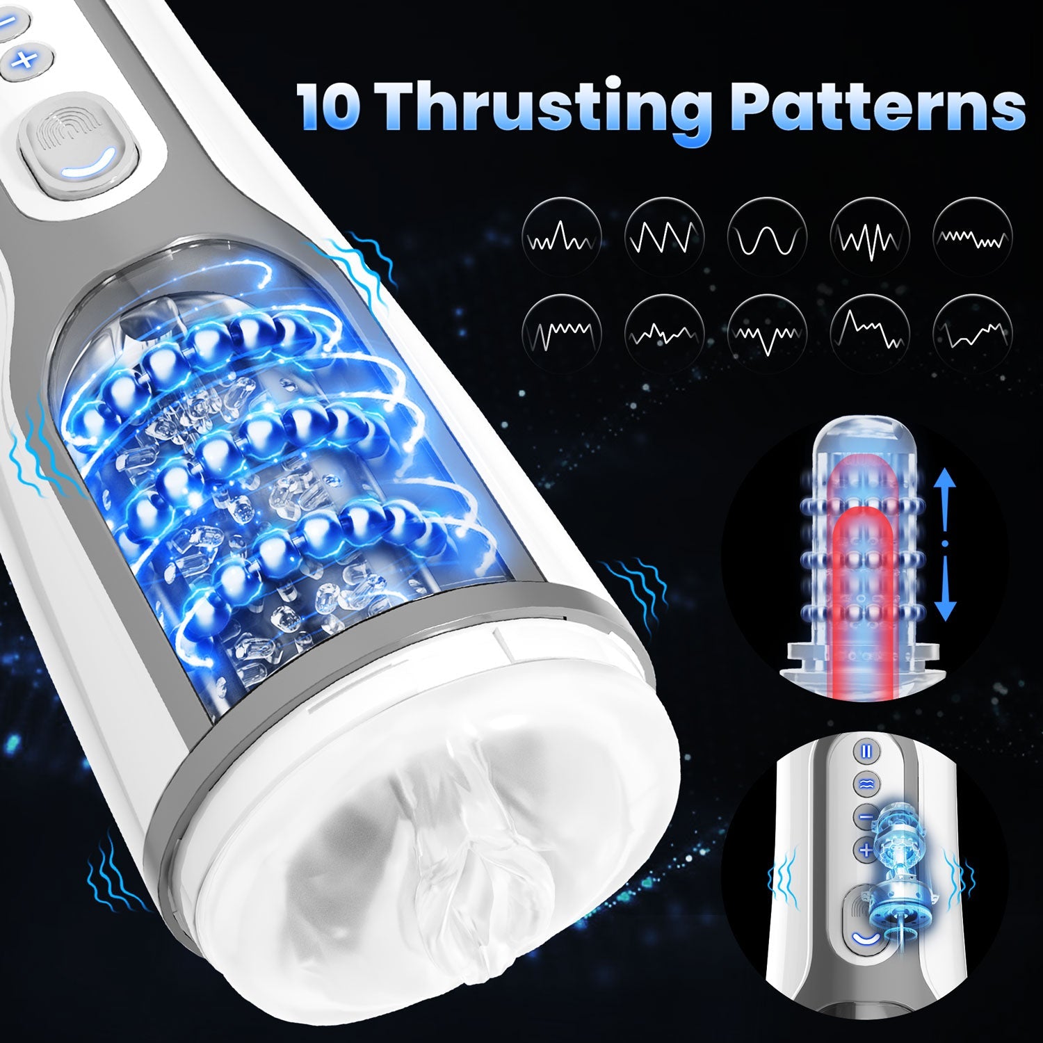 Valencia - Automatic Thrusting Male Masturbator with Massaging Beads