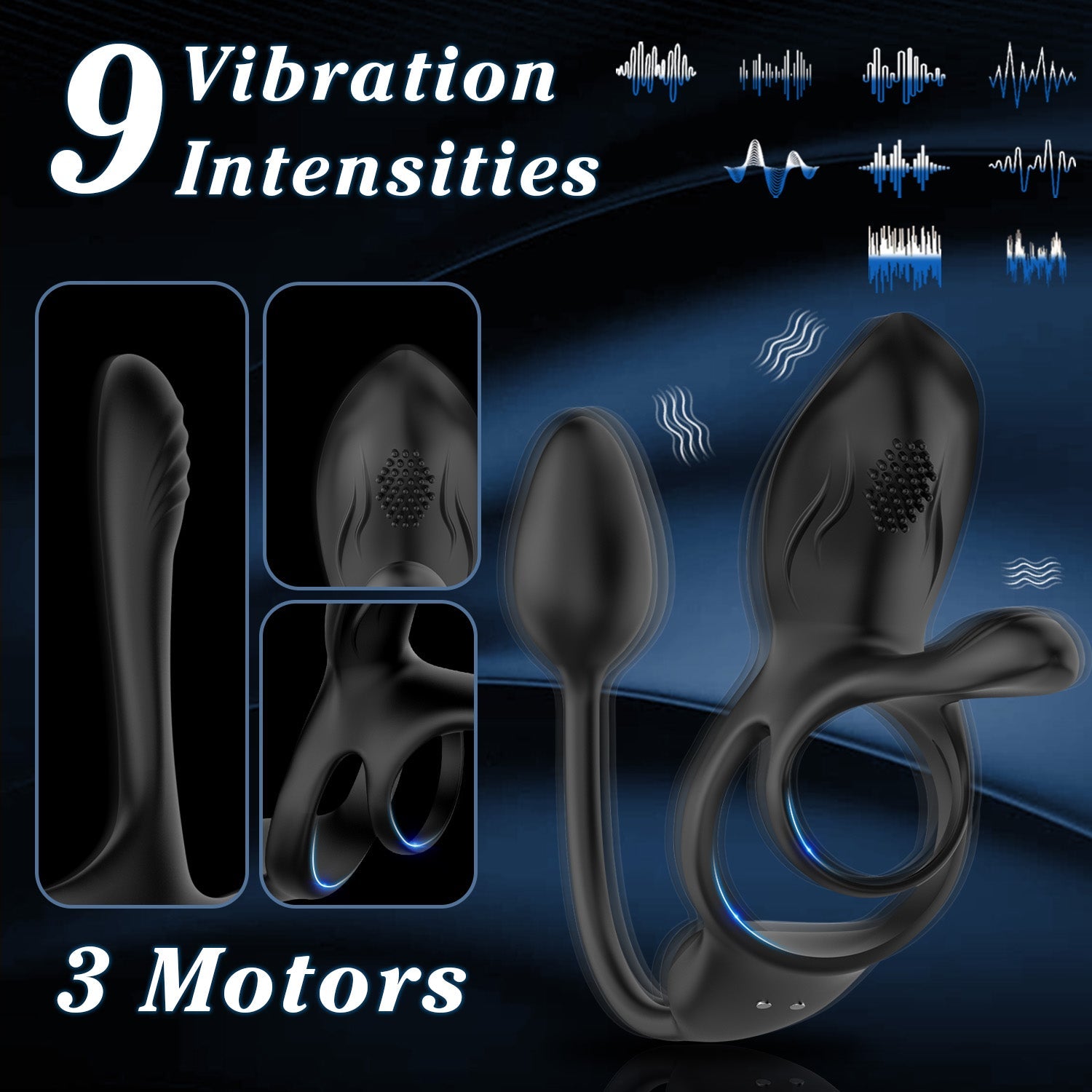 VelvetEth - Vibrating Cock Ring with Anal Plug