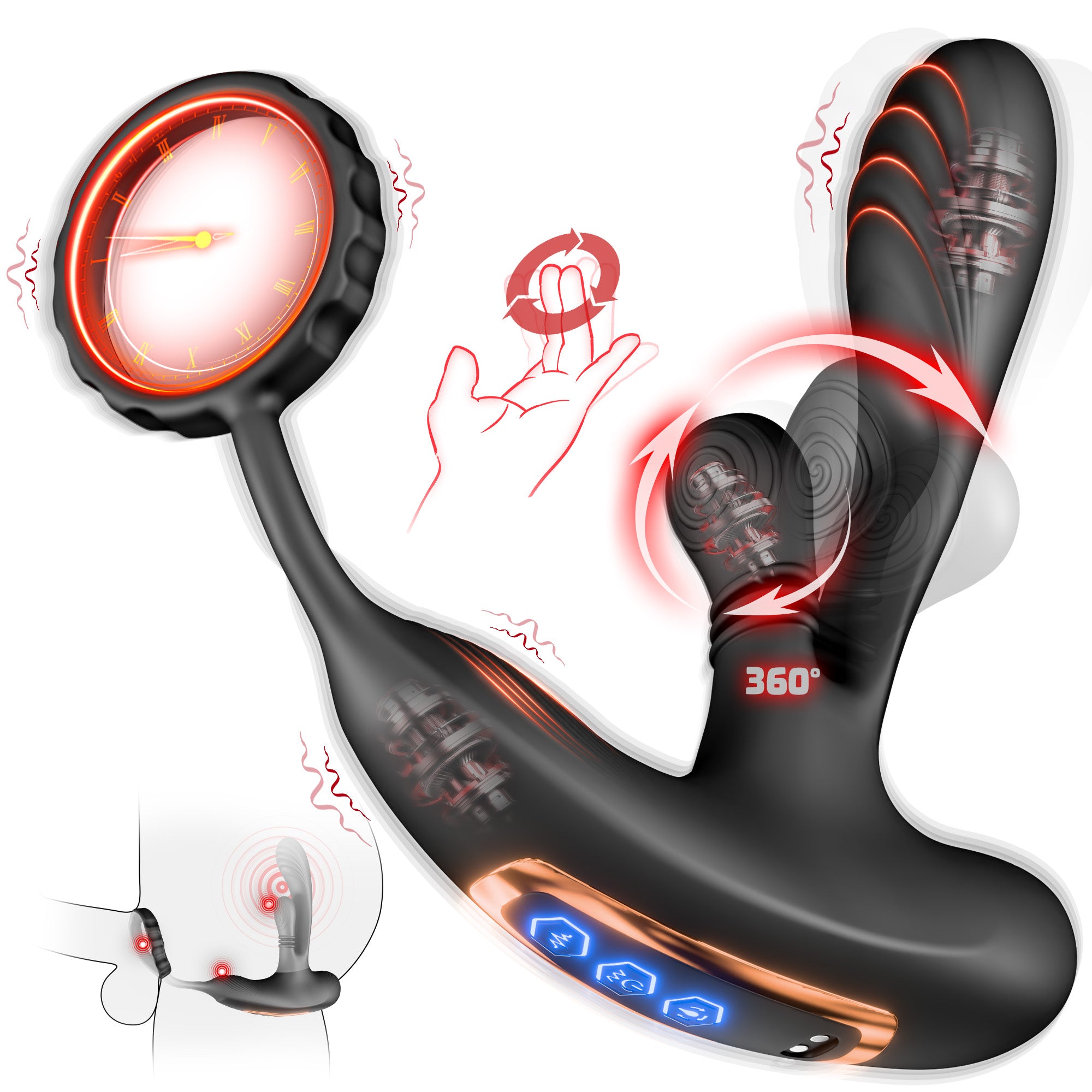 360Anal Butt Plug Vibrator with Penis Ring 360Anal Butt Plug Vibrator with Penis Ring