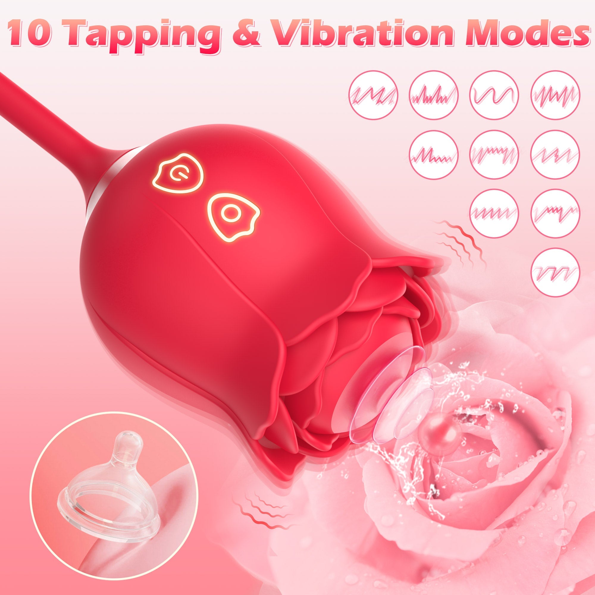 IvoryVue - Rose Vibrator With Tapping & Thrusting Modes