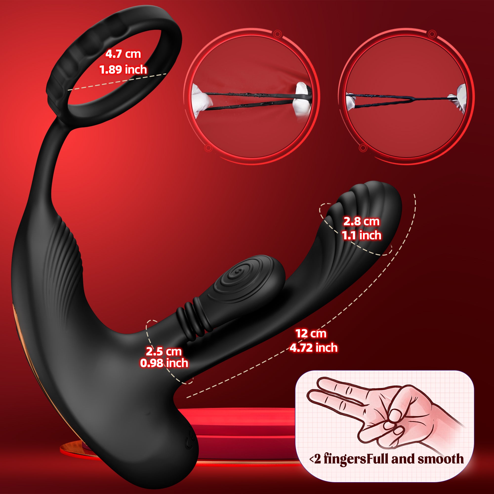 360°Anal Butt Plug Vibrator with Penis Ring