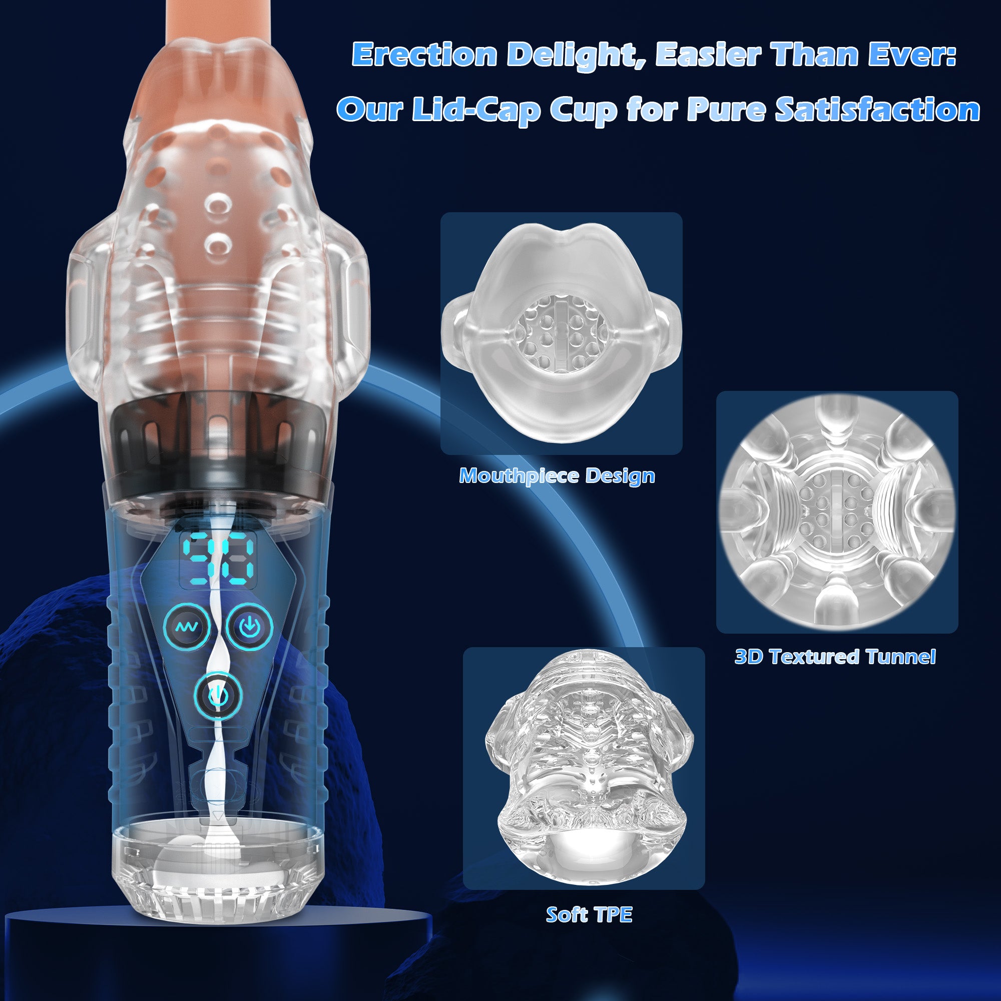Adult Male Masturbator with 9 Vibrating & 9 Sucking Patterns.