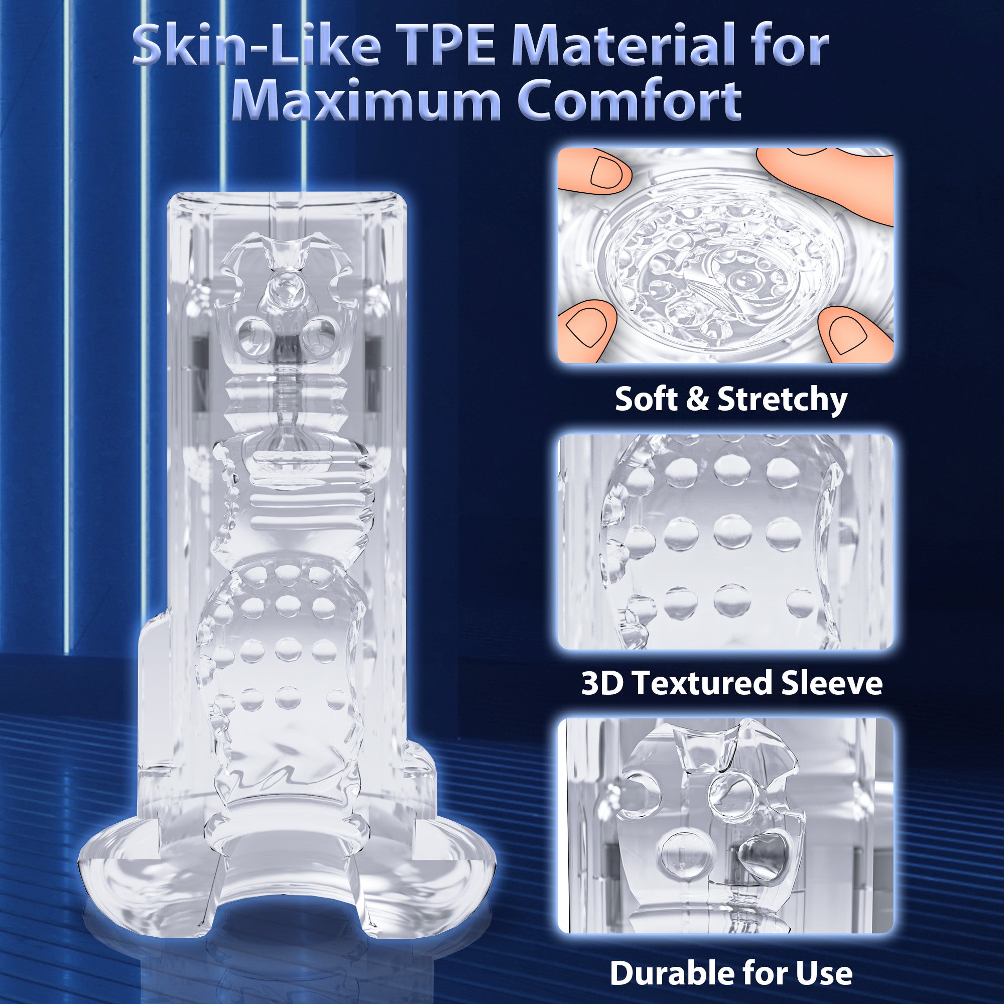 KERERO Male Sex Toy with 3 Squeezing Modes, 3 Suctions & 10 Vibrations
