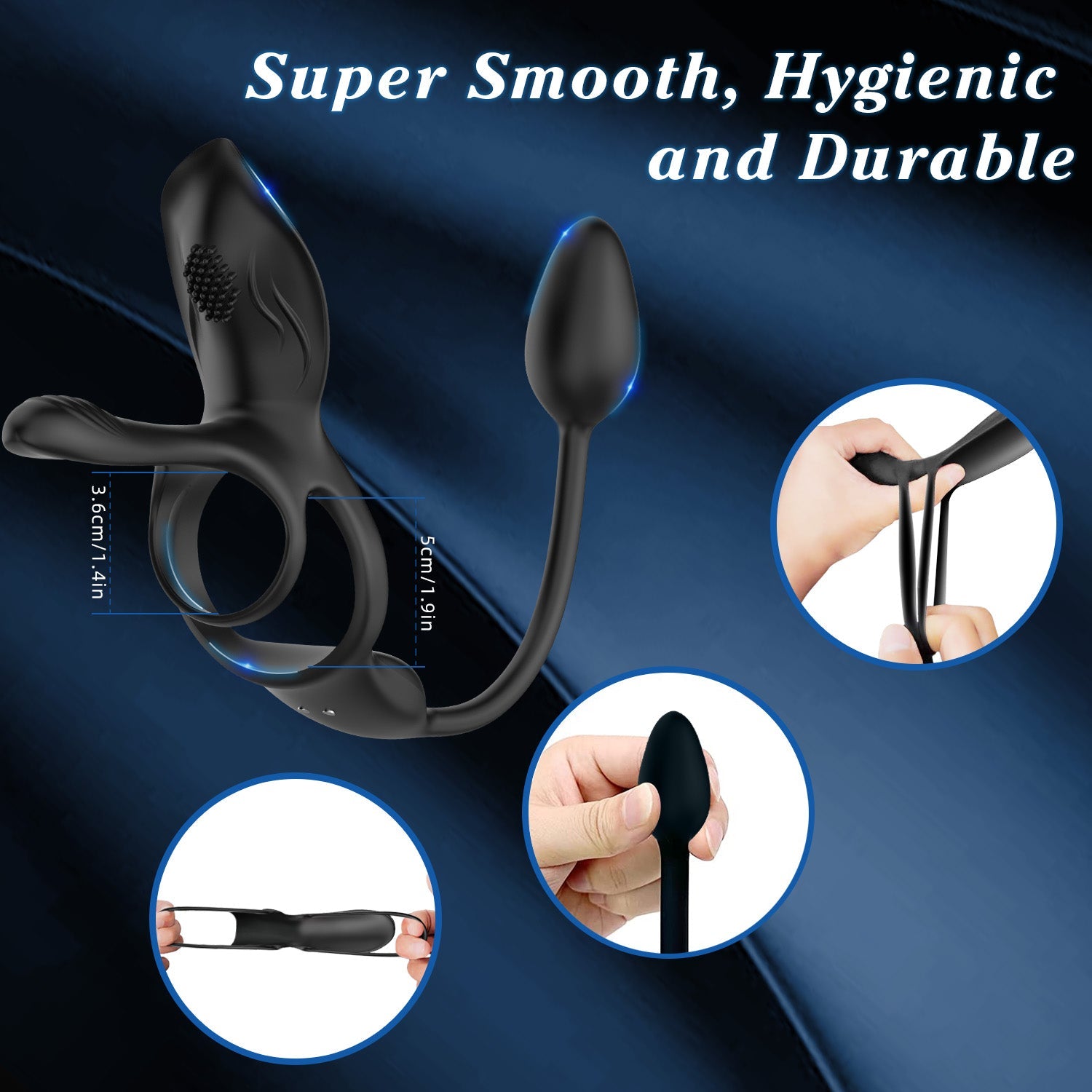 VelvetEth - Vibrating Cock Ring with Anal Plug