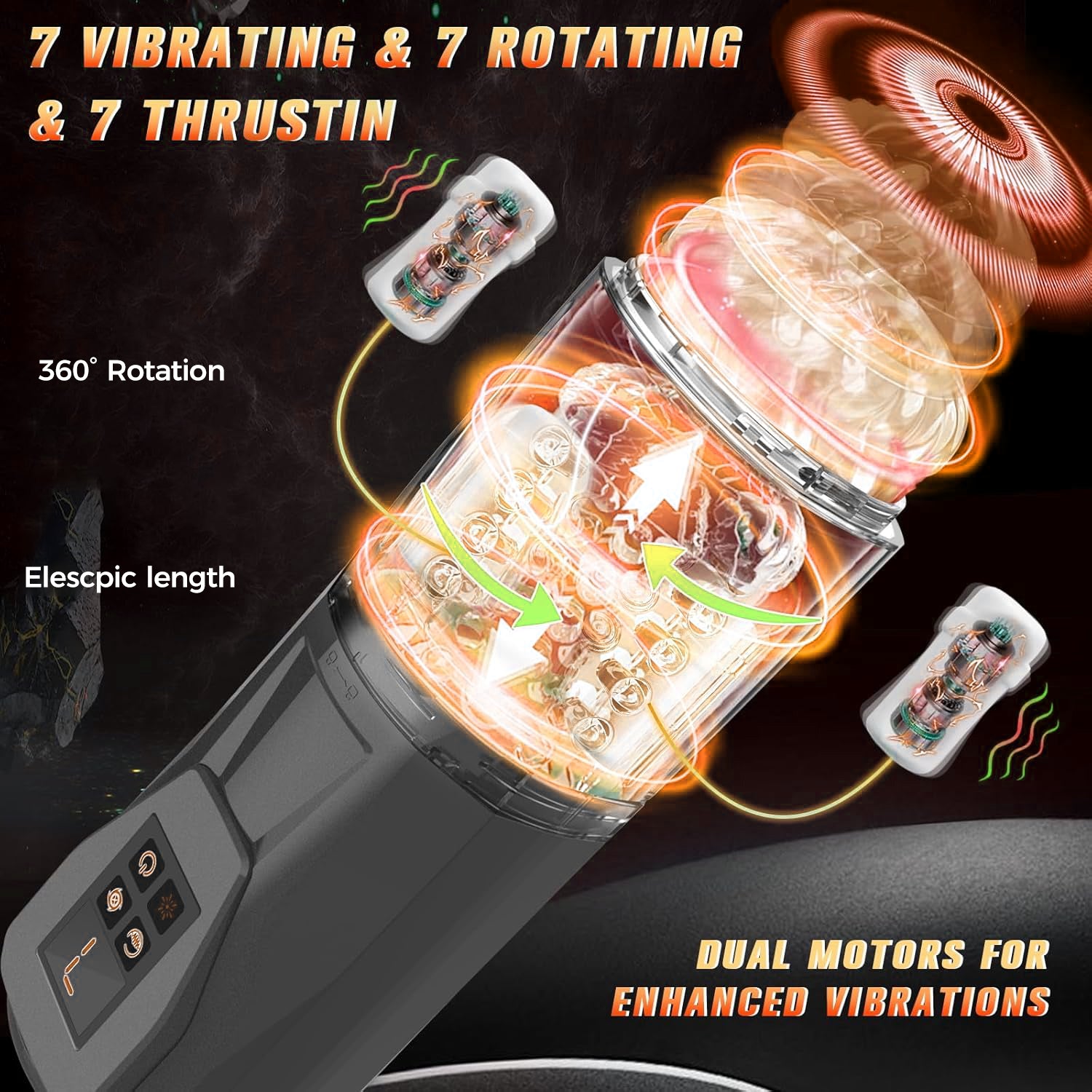 Automatic Male Masturbator with 7 Vibrating & Rotating & Thrusting & Licking,