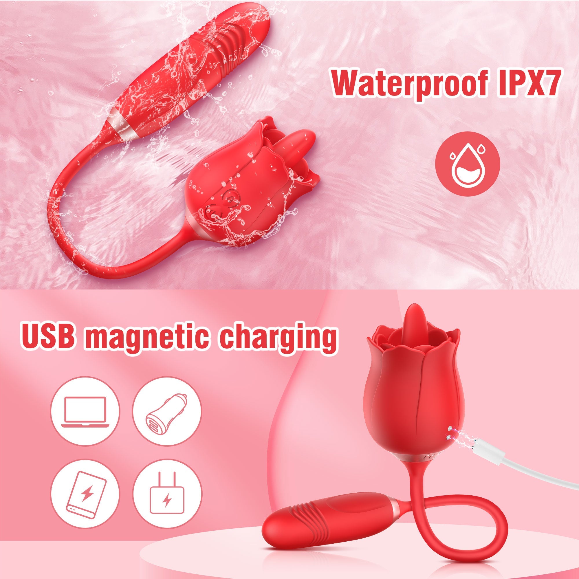 Ecliptic - Rose Vibrator with Licking & Thrusting Functions