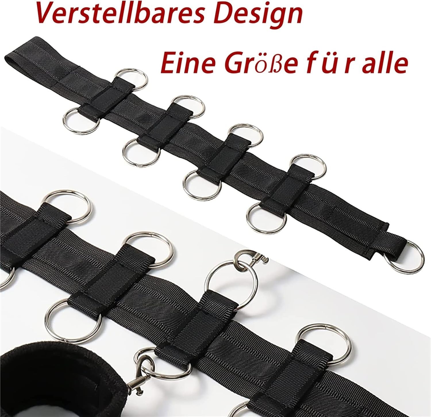 Adjustable SM bondage set with collar and handcuffs for couples