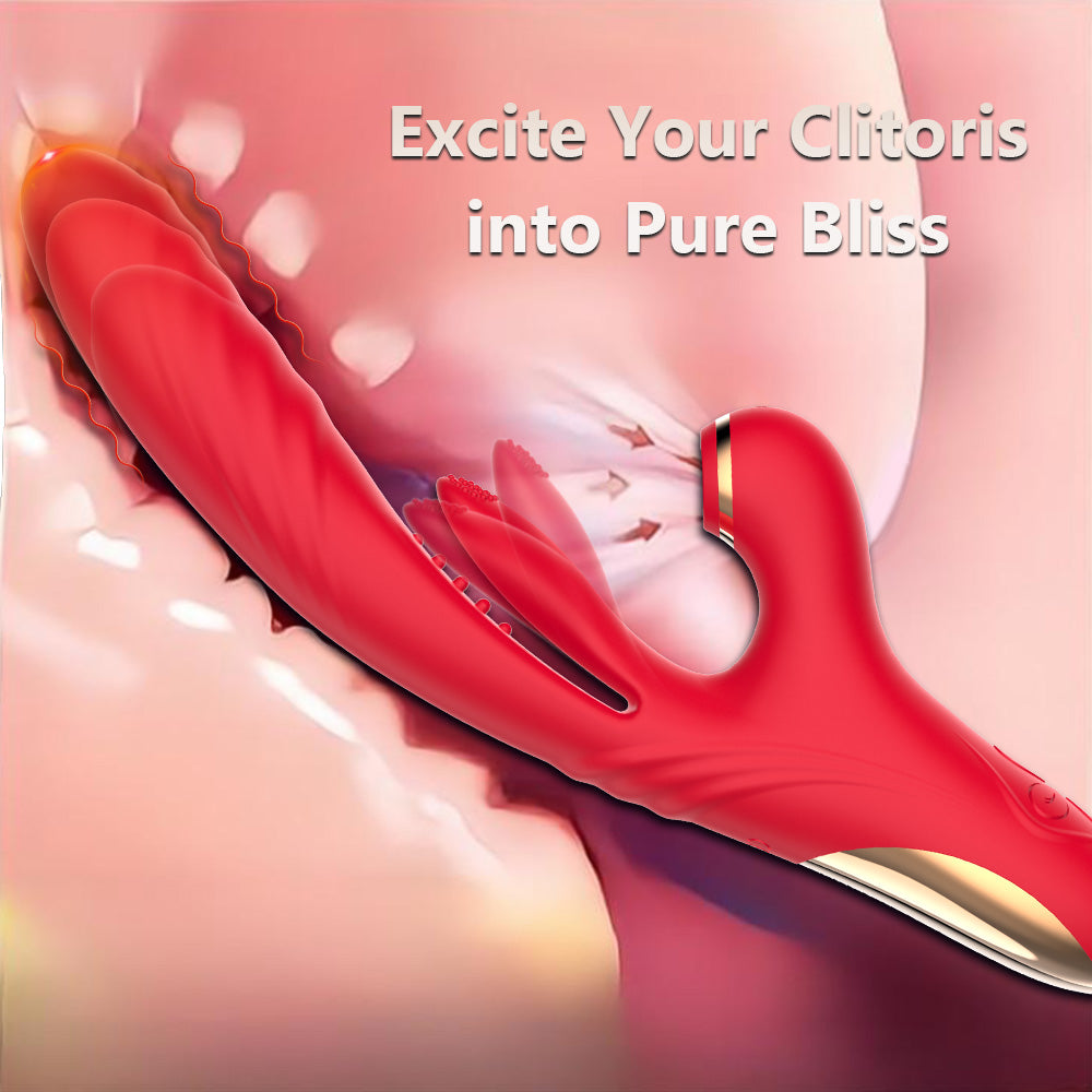4 IN 1 Thrusting Vibrator with Licking, Vibration & Clit Sucking