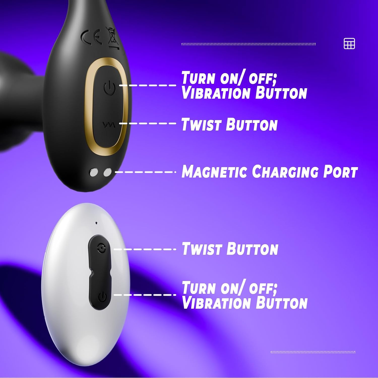 Anal Toys with 10 Rotating & 10 Vibrating Patterns