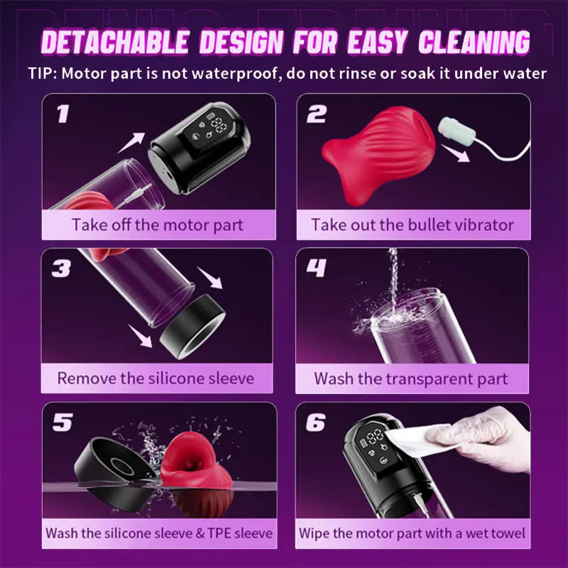 LCD Automatic Penis Pump with Rose Sleeve & Suction Modes