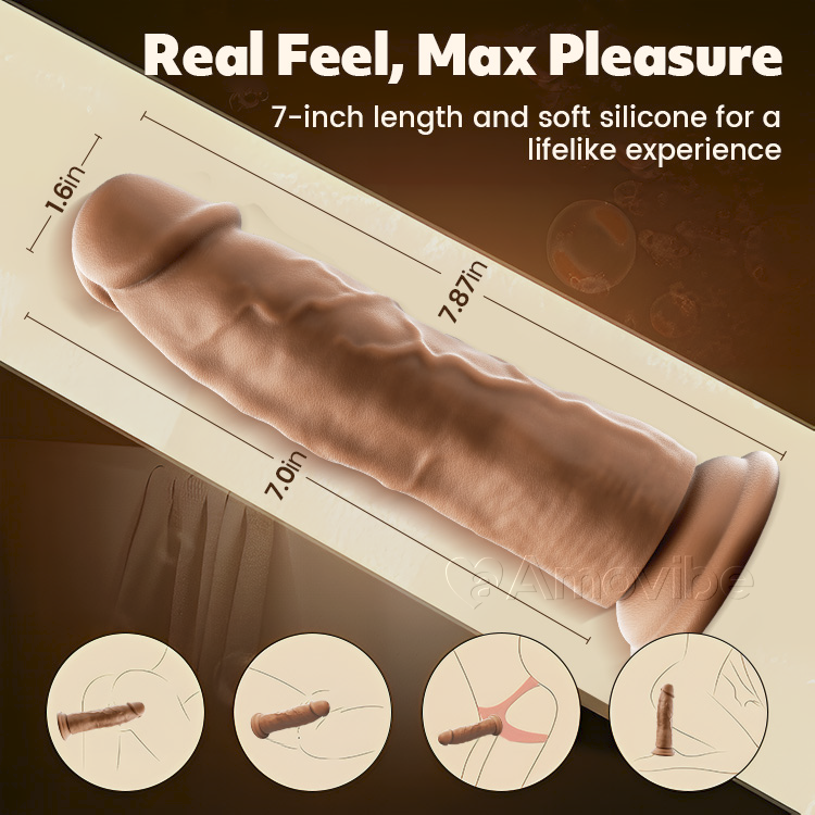 7-Inch Realistic Silicone Dildo with Strong Suction for G-Spot, and Anal Pleasure