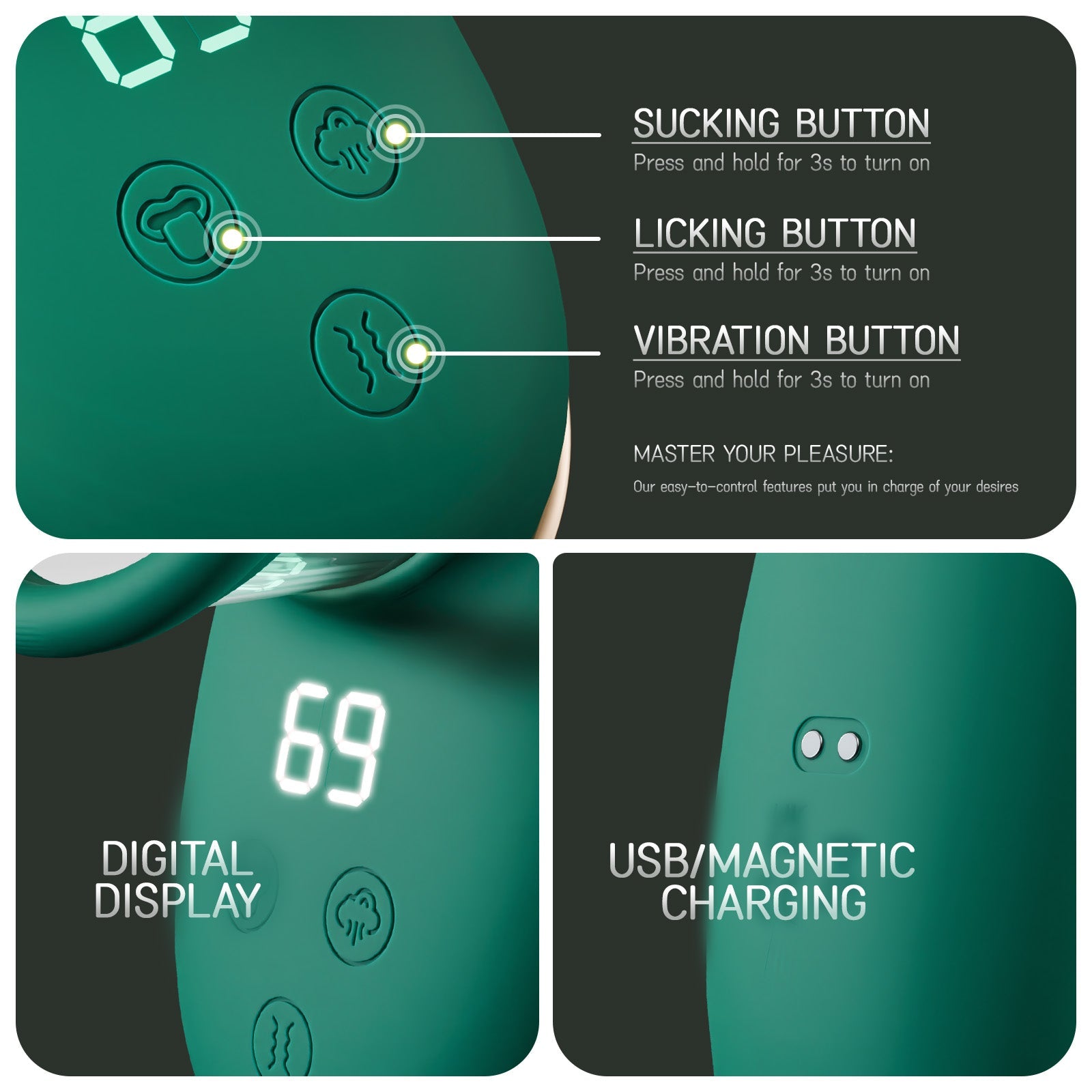 OpulaLuxe - Clit Sucking Toy Vibrator with Vibrating Licking Tongue & Thrusting Vibrator