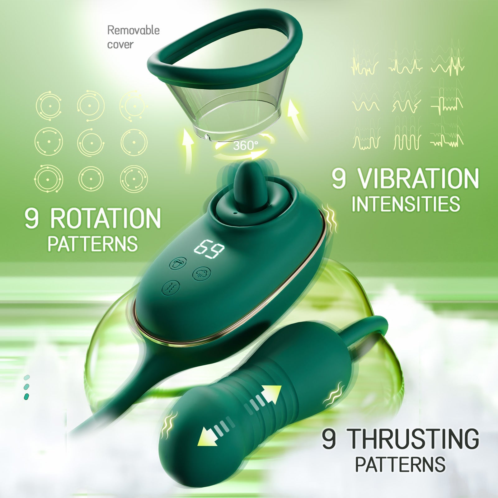OpulaLuxe - Clit Sucking Toy Vibrator with Vibrating Licking Tongue & Thrusting Vibrator