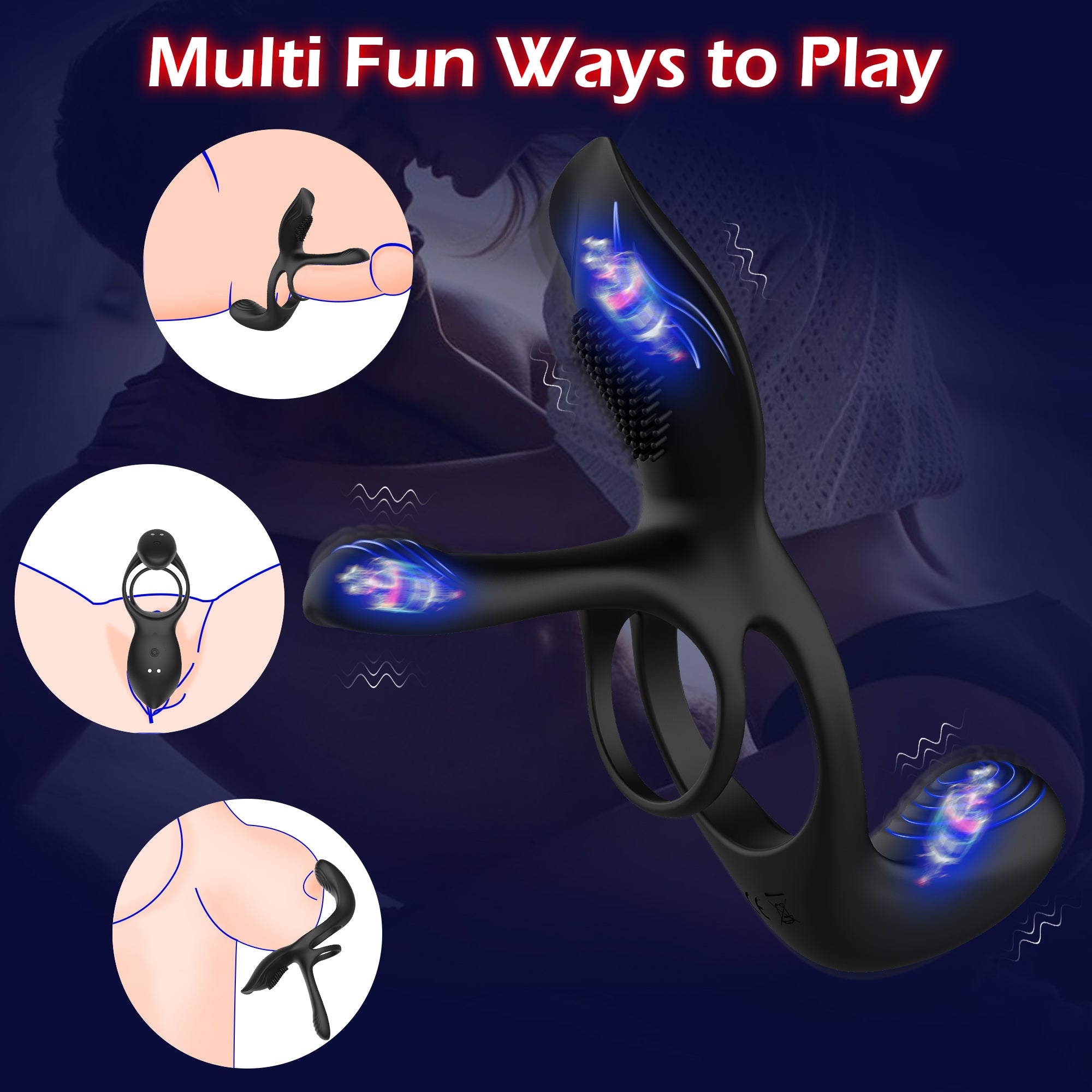 KERERO 3 in 1 Vibrating Penis Ring with 10 Modes